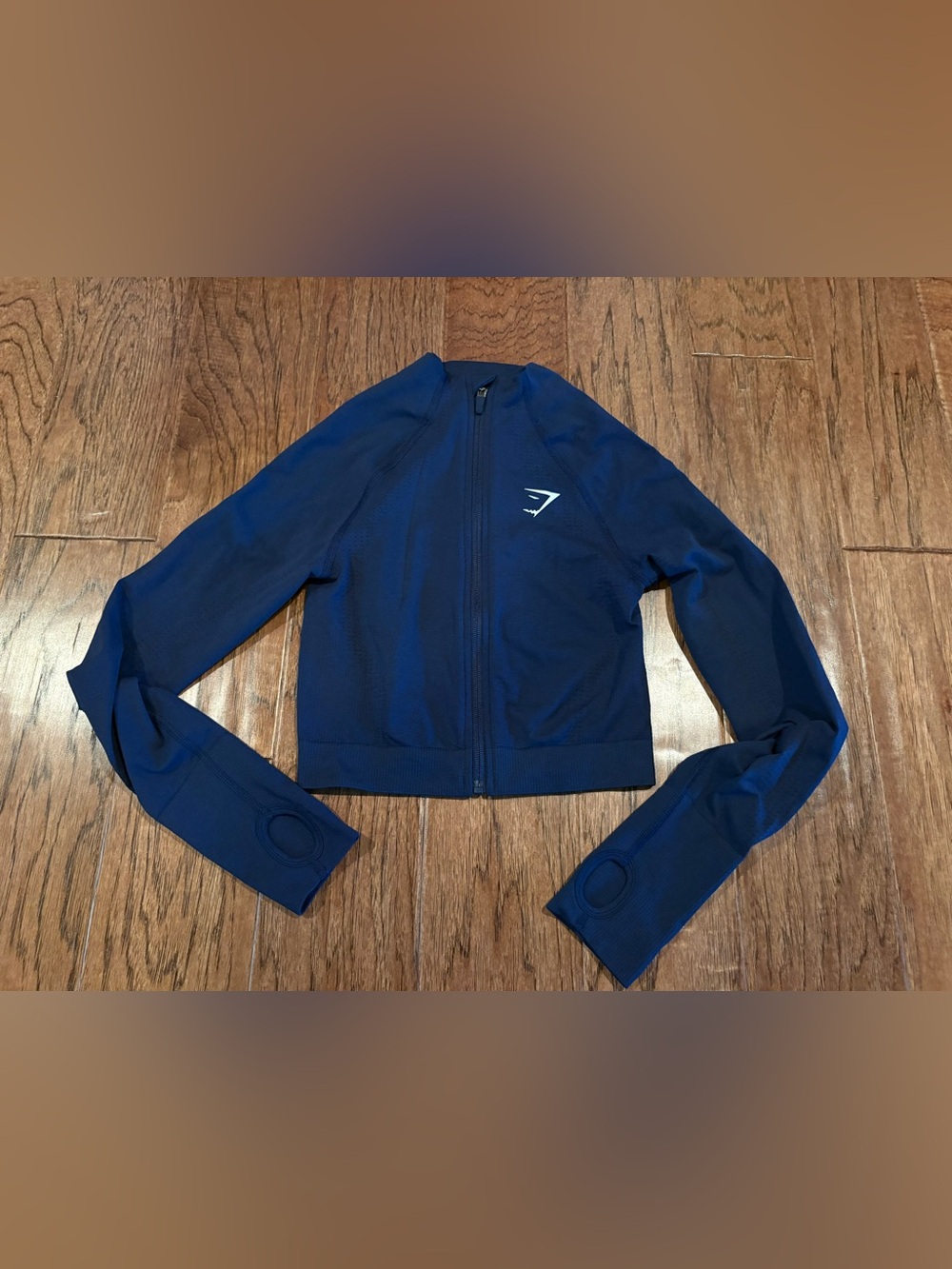 Gymshark Vital Seamless Midi Zip Up Jacket Blue Navy Size Small